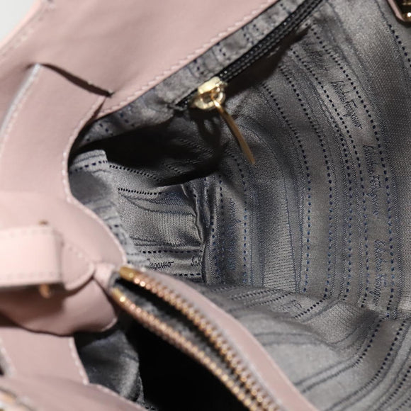 Salvatore Ferragamo Gancini Hand Bag Leather 2way Purple Gold Auth 142267