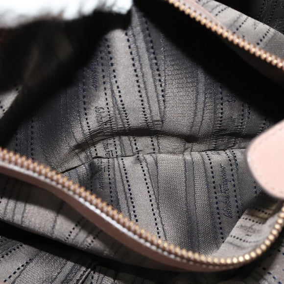 Salvatore Ferragamo Gancini Hand Bag Leather 2way Purple Gold Auth 142267