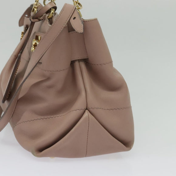 Salvatore Ferragamo Gancini Hand Bag Leather 2way Purple Gold Auth 142267