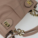 Salvatore Ferragamo Gancini Hand Bag Leather 2way Purple Gold Auth 142267-6