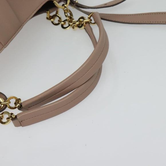 Salvatore Ferragamo Gancini Hand Bag Leather 2way Purple Gold Auth 142267