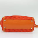 Salvatore Ferragamo Gancini Hand Bag Canvas 2way Orange Silver Auth 142268-5