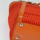 Salvatore Ferragamo Gancini Hand Bag Canvas 2way Orange Silver Auth 142268-15