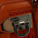 Salvatore Ferragamo Gancini Hand Bag Canvas 2way Orange Silver Auth 142268-18