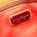 Salvatore Ferragamo Gancini Hand Bag Canvas 2way Orange Silver Auth 142268-19