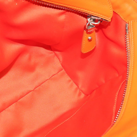 Salvatore Ferragamo Gancini Hand Bag Canvas 2way Orange Silver Auth 142268