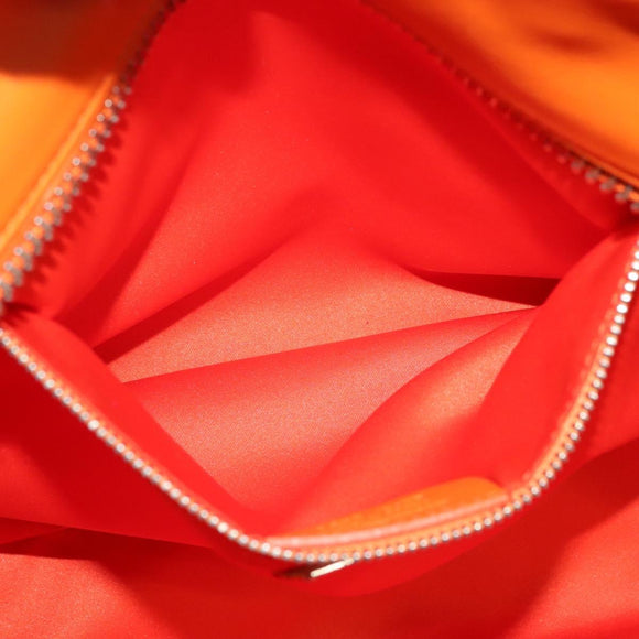 Salvatore Ferragamo Gancini Hand Bag Canvas 2way Orange Silver Auth 142268