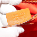 Salvatore Ferragamo Gancini Hand Bag Canvas 2way Orange Silver Auth 142268-12