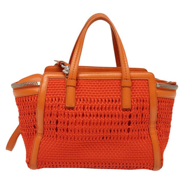 Salvatore Ferragamo Gancini Hand Bag Canvas 2way Orange Silver Auth 142268 - 0