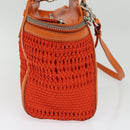 Salvatore Ferragamo Gancini Hand Bag Canvas 2way Orange Silver Auth 142268-3
