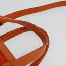 Salvatore Ferragamo Gancini Hand Bag Canvas 2way Orange Silver Auth 142268-8