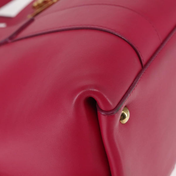 Salvatore Ferragamo Gancini Hand Bag Leather Pink Gold Auth 142269