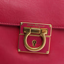 Salvatore Ferragamo Gancini Hand Bag Leather Pink Gold Auth 142269-18
