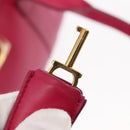 Salvatore Ferragamo Gancini Hand Bag Leather Pink Gold Auth 142269-9