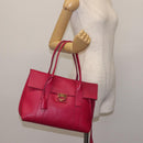 Salvatore Ferragamo Gancini Hand Bag Leather Pink Gold Auth 142269-25