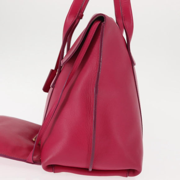 Salvatore Ferragamo Gancini Hand Bag Leather Pink Gold Auth 142269