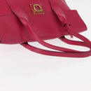 Salvatore Ferragamo Gancini Hand Bag Leather Pink Gold Auth 142269-6