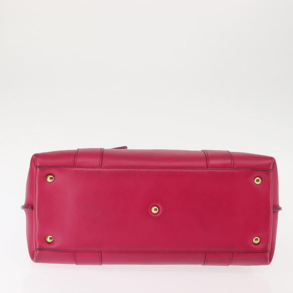 Salvatore Ferragamo Gancini Hand Bag Leather Pink Gold Auth 142269