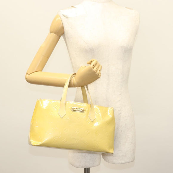 LOUIS VUITTON Monogram Vernis Wilshire PM Hand Bag Broncorail M91452 Auth 142274
