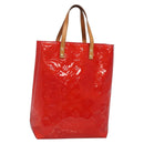 LOUIS VUITTON Monogram Vernis Reade MM Hand Bag Red Rouge M91086 LV Auth 142275-1