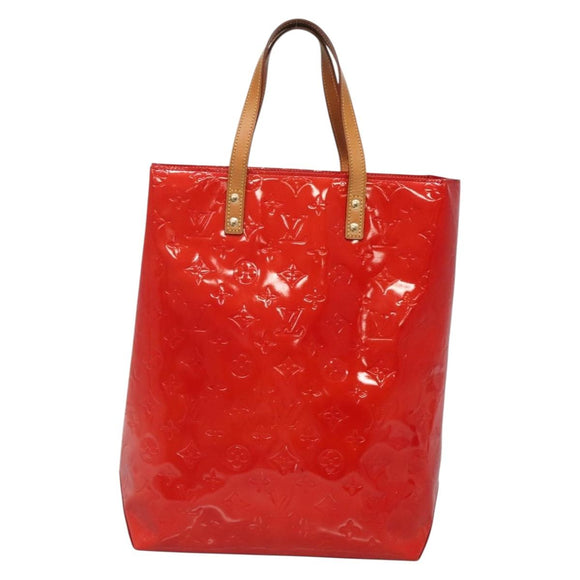 LOUIS VUITTON Monogram Vernis Reade MM Hand Bag Red Rouge M91086 LV Auth 142275
