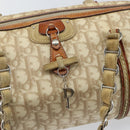 Christian Dior Trotter Canvas Romantic Shoulder Bag PVC Beige Silver Auth 142282-18