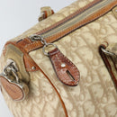 Christian Dior Trotter Canvas Romantic Shoulder Bag PVC Beige Silver Auth 142282-10