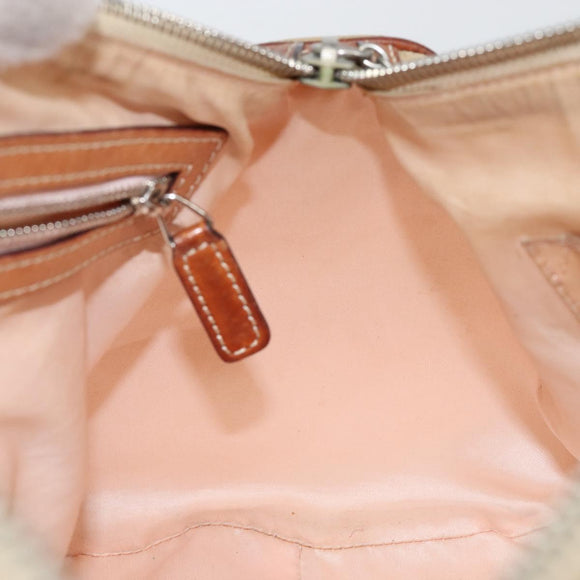 Christian Dior Trotter Canvas Romantic Shoulder Bag PVC Beige Silver Auth 142282