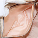 Christian Dior Trotter Canvas Romantic Shoulder Bag PVC Beige Silver Auth 142282-23