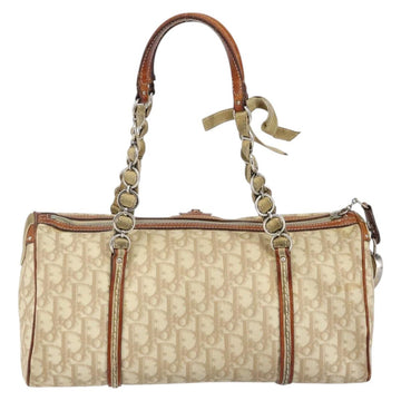 Christian Dior Trotter Canvas Romantic Shoulder Bag PVC Beige Silver Auth 142282 - 0