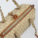 Christian Dior Trotter Canvas Romantic Shoulder Bag PVC Beige Silver Auth 142282-6