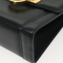 Salvatore Ferragamo Gancini Hand Bag Leather Navy Gold Auth 142283-14