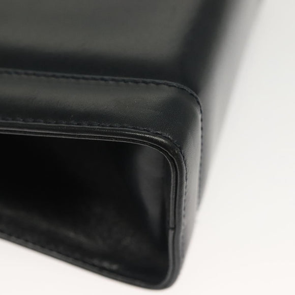 Salvatore Ferragamo Gancini Hand Bag Leather Navy Gold Auth 142283