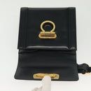 Salvatore Ferragamo Gancini Hand Bag Leather Navy Gold Auth 142283-17