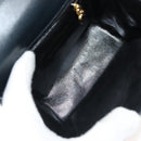 Salvatore Ferragamo Gancini Hand Bag Leather Navy Gold Auth 142283-9