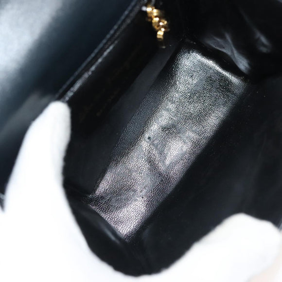 Salvatore Ferragamo Gancini Hand Bag Leather Navy Gold Auth 142283