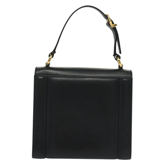 Salvatore Ferragamo Gancini Handtas Leer Marinegoud Auth 142283A
