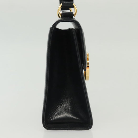 Salvatore Ferragamo Gancini Hand Bag Leather Navy Gold Auth 142283