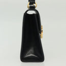 Salvatore Ferragamo Gancini Handtas Leer Marinegoud Auth 142283A-4