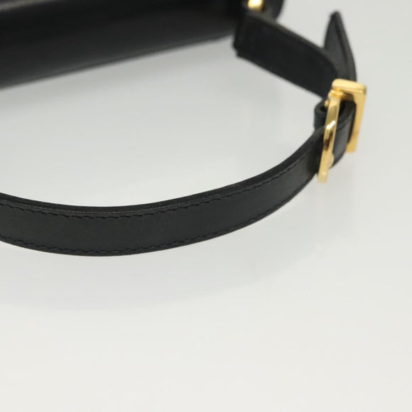 Salvatore Ferragamo Gancini Hand Bag Leather Navy Gold Auth 142283