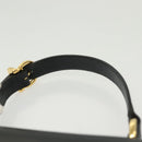 Salvatore Ferragamo Gancini Hand Bag Leather Navy Gold Auth 142283-13