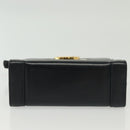 Salvatore Ferragamo Gancini Handtas Leer Marinegoud Auth 142283A-5