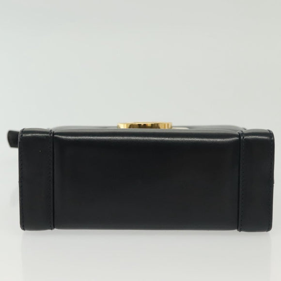 Salvatore Ferragamo Gancini Handtas Leer Marinegoud Auth 142283A