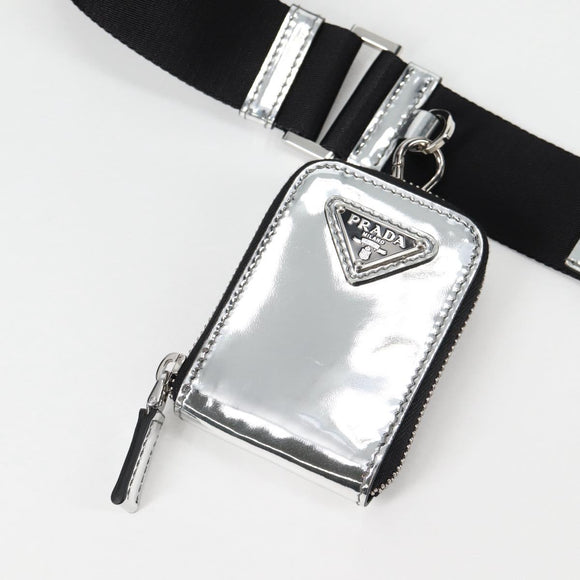PRADA Shoulder Bag Leather Silver 2VH070 Auth 142285M