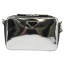 PRADA Shoulder Bag Leather Silver 2VH070 Auth 142285M-2
