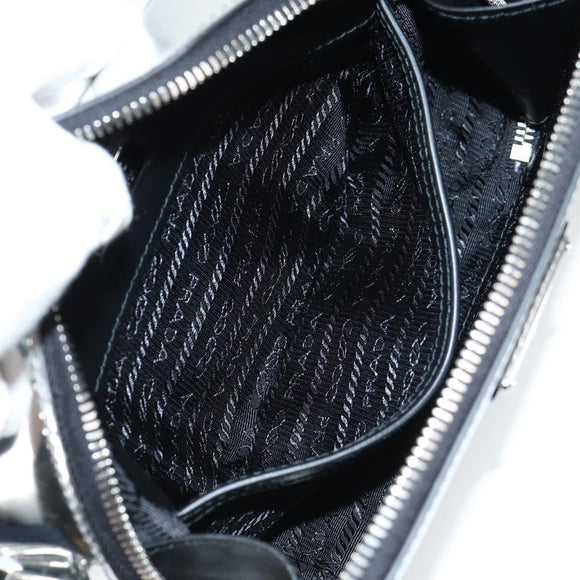 PRADA Shoulder Bag Leather Silver 2VH070 Auth 142285M