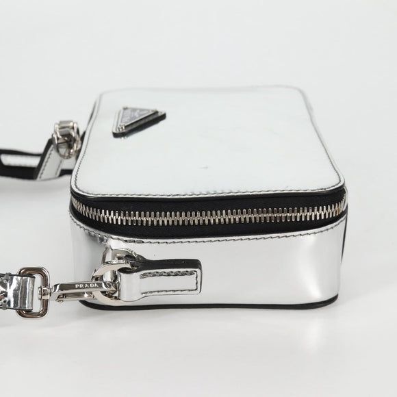 PRADA Shoulder Bag Leather Silver 2VH070 Auth 142285M