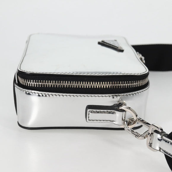 PRADA Shoulder Bag Leather Silver 2VH070 Auth 142285M