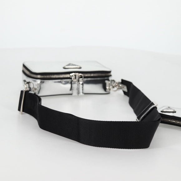 PRADA Shoulder Bag Leather Silver 2VH070 Auth 142285M