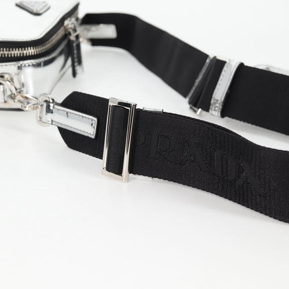 PRADA Shoulder Bag Leather Silver 2VH070 Auth 142285M